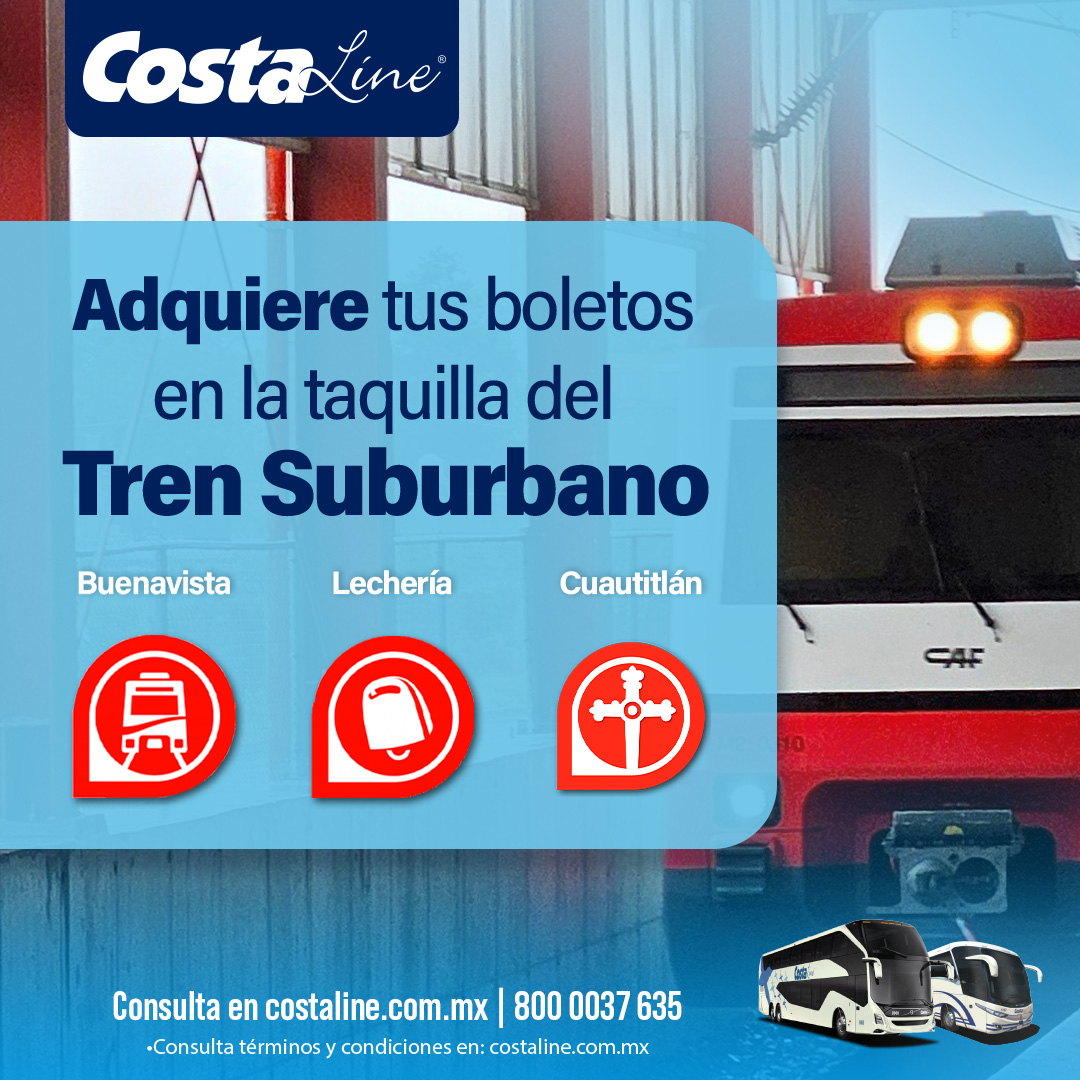 🚍💙 ¿Necesitas tu boleto Costa Line? También lo encuentras en el Tren Suburbano
Pásale a nuestros módulos en Buenavista, Lechería o Cuautitlán.
Llegas, compras y te vas… sin filas y sin complicaciones ✨🎟️