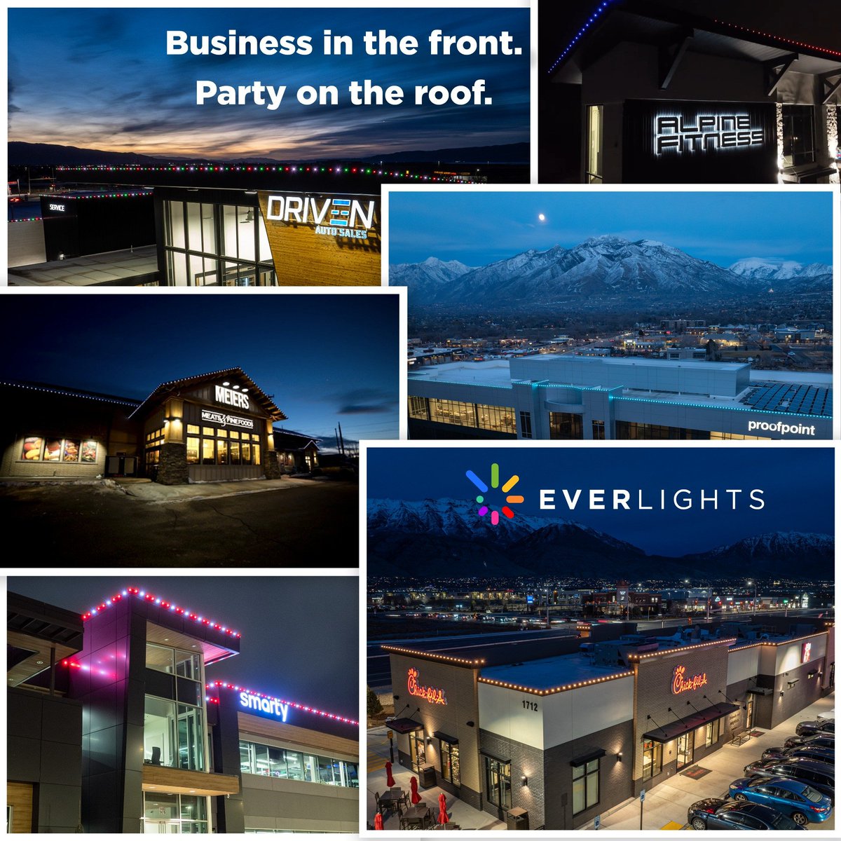 Your storefront doesn’t clock out at sunset.

Permanent lighting keeps your business visible and ready for business.

Get EverLights commercial lights today! ✨💡
