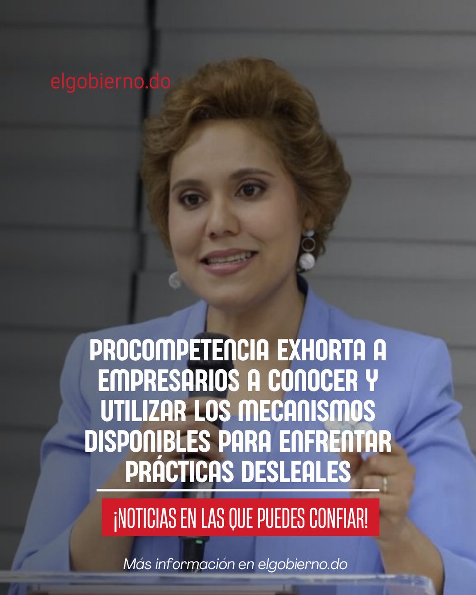 Santo Domingo.- La presidenta del Consejo Directivo de la Comisión Nacional de Defensa de la Competencia (ProCompetencia), María Elena Vásquez Taveras, exhortó al empresariado a acercarse a la institución y conocer las herramientas disponibles para enfrentar distorsiones del