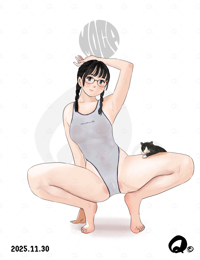 白競泳水着娘の腋見せショット(3枚) (1/1) 