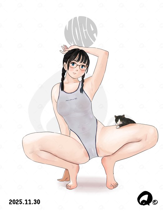 白競泳水着娘の腋見せショット(3枚) (1/1) 