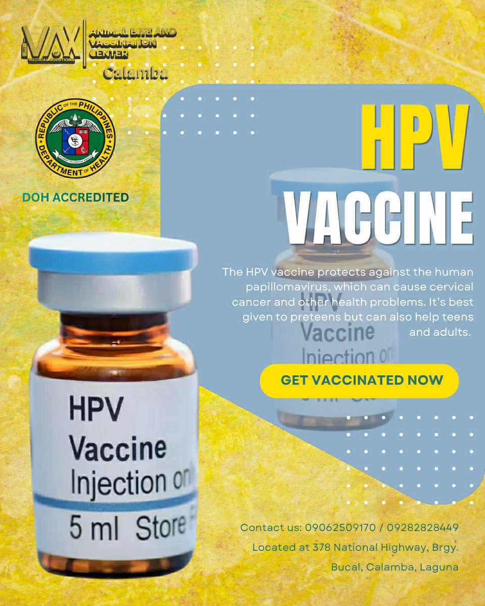 ivaxcalamba's tweet photo. Prevention is better than cure — and vaccination is the key! 🔑💉
📍 Visit us at 378 National Highway, Brgy. Bucal, Calamba, Laguna
🕒 Open Monday–Sunday | 7:00 AM–11:00 PM
📞 0906-250-9170 (Globe)
📞 0928-282-8449 (Smart)
☎️ (049) 550-4063 (PLDT)

Message us for inquiries! 💚 https://t.co/sWR8hYpIhf