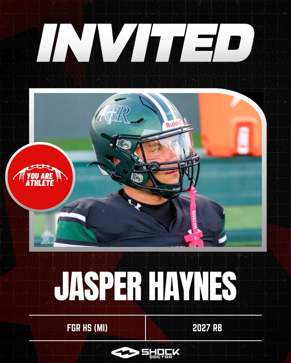 jaspermhaynes's tweet photo. Honored to be recognized as one of the top prospects in Michigan and invited to the Regional Exposure Camp Series @youareathlete @ShockDoctor 🔥excited for this opportunity and what’s ahead @RoadToHouston !
@TheD_Zone @PrepRedzoneMI @MIexposure 
@MichHSsports @MLiveSports @On3sports @statechampsmich
@247sports @MichFBFrenzy
@alex_pallone @AllenTrieu @RisingStars6