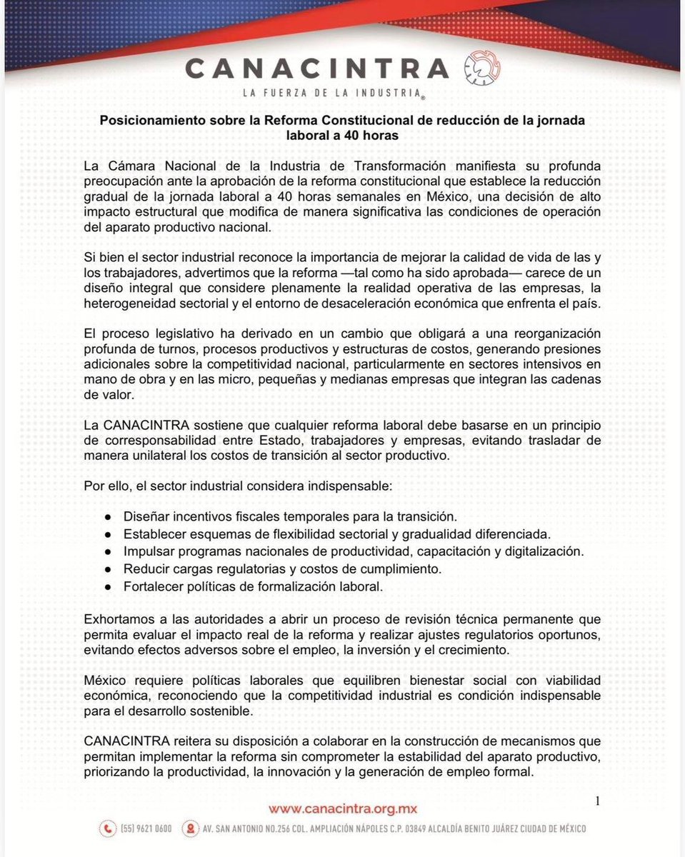 México está en una crisis de empleo
.
En 2025 la población mayor de 15 años aumentó en 1.5 millones, solamente 280,000 personas encontraron trabajo (formal e informal). INEGI - ENOE 4T25
.
¿Y la solución es encarecer la mano de obra? 
.
¿En qué país viven? 🤦🏻‍♂️