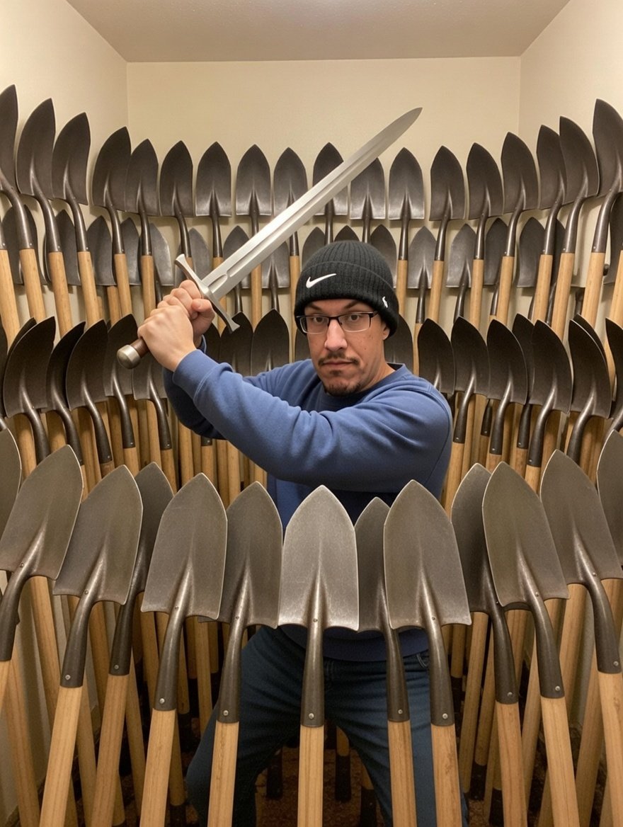 Me slaying hoes. And yes, I know they're shovels, but after spending 40 minutes trying to get either Grok or ChatGPT, to depict gardening hoes, not shovels, I decided that we're just going to pretend they're some effing hoes, aight.
