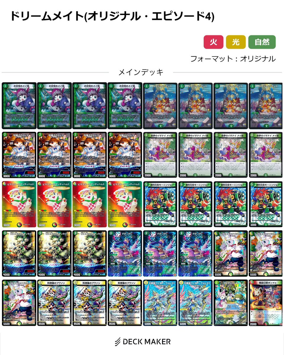 デュエマ・オリジナル】初心者向け 「火光自然ドリームメイト」デッキ