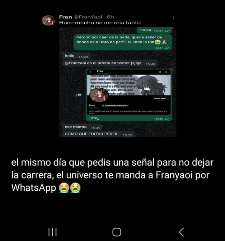 Lo que subió a su estado estoy llorando