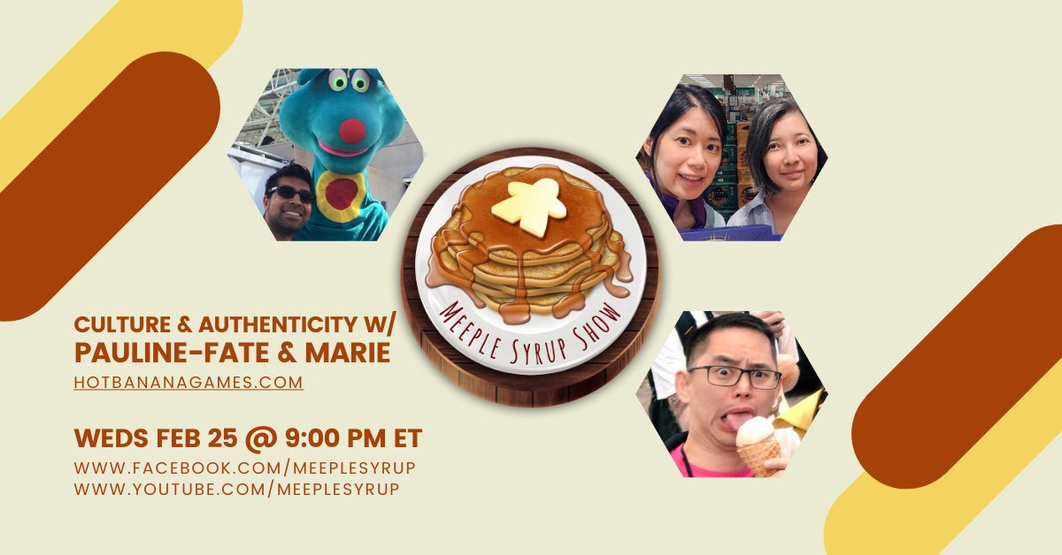 MeepleSyrup's tweet photo. 🎲✂️

Tonight at 9PM EST (UTC-5), @SenFoongLim and
Hafiz chat with @hotbananagame about culture and authenticity in boardgame design.

Come join in the chat https://t.co/1EJ5j9p4PB or https://t.co/7X0ckPMG3C! https://t.co/d2DGAEFr4V