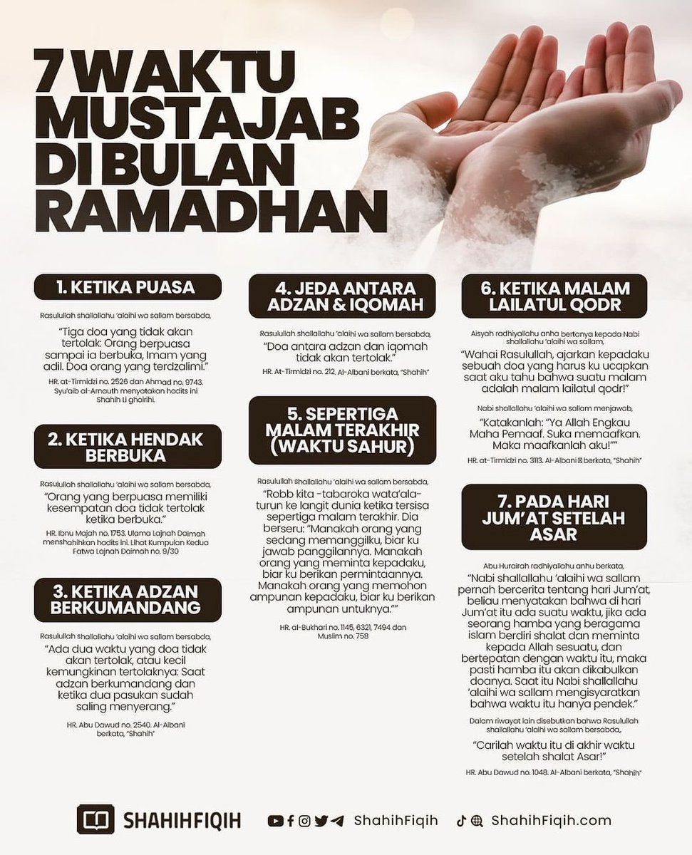 7 waktu mustajab dibulan ramadhan✨