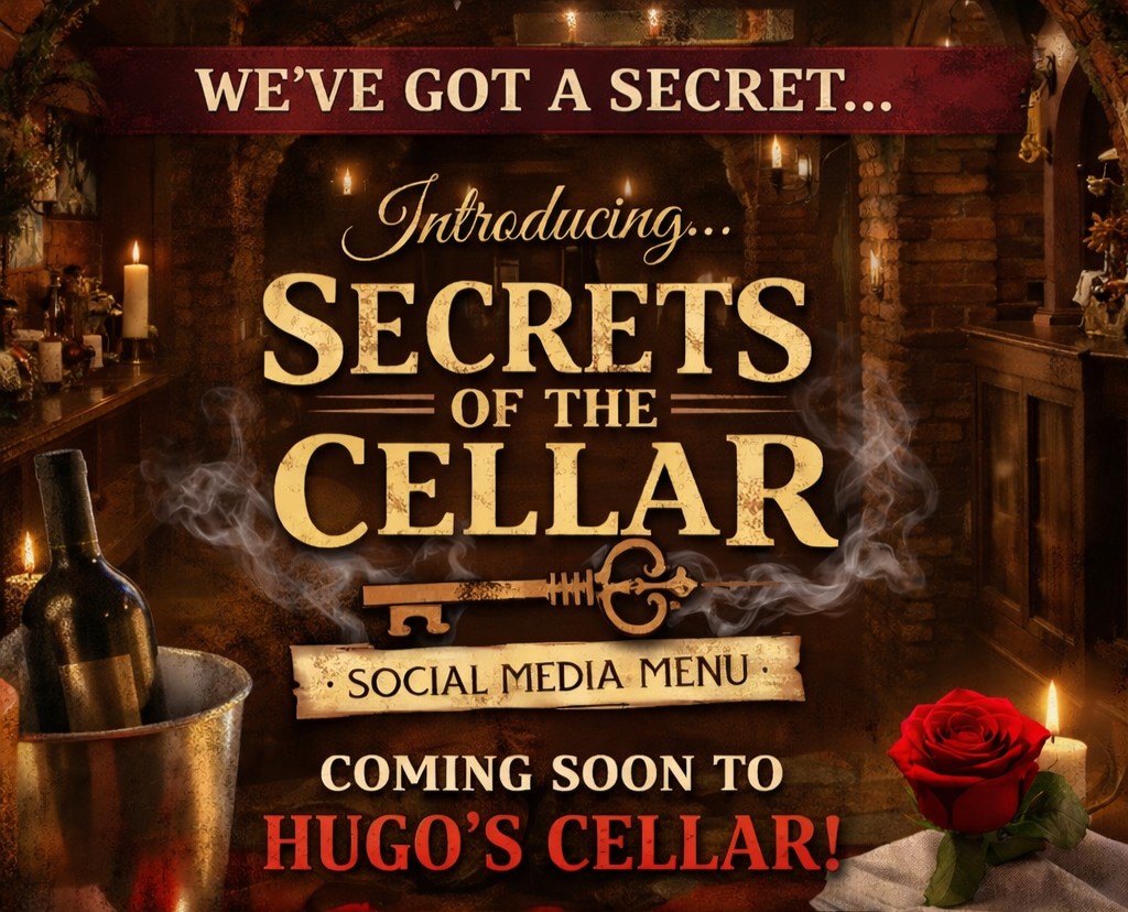 4QueensLV's tweet photo. There’s a secret waiting downstairs… 🌹
Follow along as we introduce the cocktail, appetizer, entrée, and dessert that make up our newest social exclusive: Secrets of the Cellar.
Coming Friday, February 27.
.
.
#SecretsOfTheCellar #secretmenu #hugoscellar #lasvegas https://t.co/ZMybCoadZx