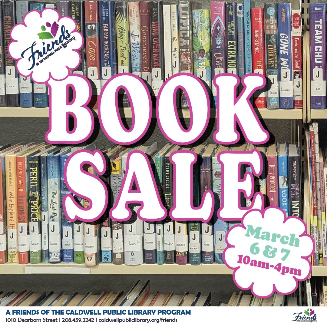 CaldwellLibrary's tweet photo. 📢BOOK SALE ALERT! Don’t miss out on our first book sale of the year! Discover a hidden gem or be the first to snag a best seller, you never know what amazing things you'll find!

📅March 6 &amp; 7
🕙10am-4pm
📍Caldwell Public Library

#booksale #bookstagram #bookthrifting #bookhaul https://t.co/riE3gqNJwi