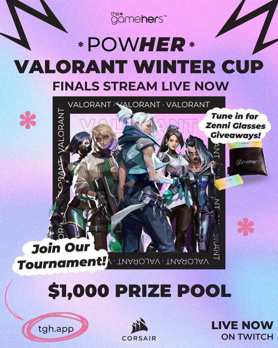 thegamehers's tweet photo. VALORANT Winter Cup Finals are LIVE powered by #CORSAIR
https://t.co/Bj4skv81D7
๐ @zenni_gaming giveaways
๐๏ธ Casters @SodaPressingTV and @zhobiiiii
๐ Get 15% OFF Zenni glasses with code GAMEHERS! (ends Feb 28)
#thegamehers #VALORANT https://t.co/5uX4TexLYn