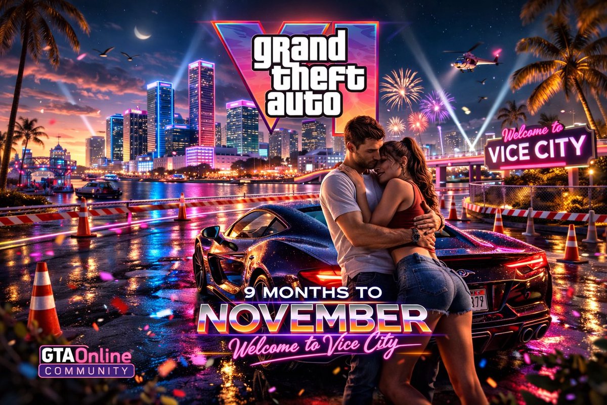 GTAOnlineCom's tweet image. Vice City is getting closer… 🌴🌃
The lights are on, the streets are waiting,
and the countdown has officially begun.

In just a few months, everything changes.

Welcome to Vice City.

Follow for daily GTA 6 news, updates &amp;amp; community content 🔔

#GTA6 #GTAVI #ViceCity