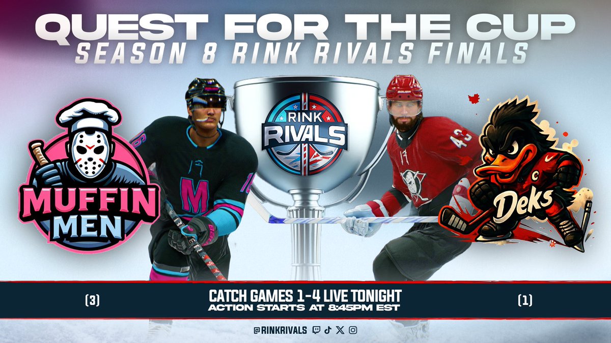 IT'S THE MOMENT YOU'VE ALL BEEN WAITING FOR! The Quest for the Cup is about to reach its climax, and we're going to launch into some more exciting on stream announcements! 

The S8 Finals start tonight between Mighty Deks and Muffin Men. Tune in at 8:45PM EST for Games 1-4