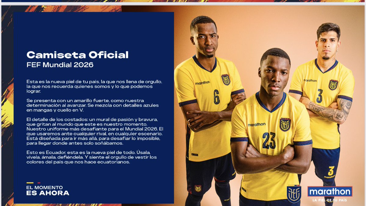 AlvaroRiera24's tweet photo. La camiseta titular de Ecuador 🇪🇨 para el Mundial de Fútbol 🥅 2026. https://t.co/2Mt9lhXWhq