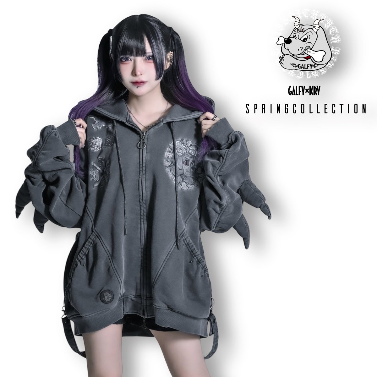 GALFY×KRY Spring Collection】 「トゲトゲツノパーカー」 代引き不可