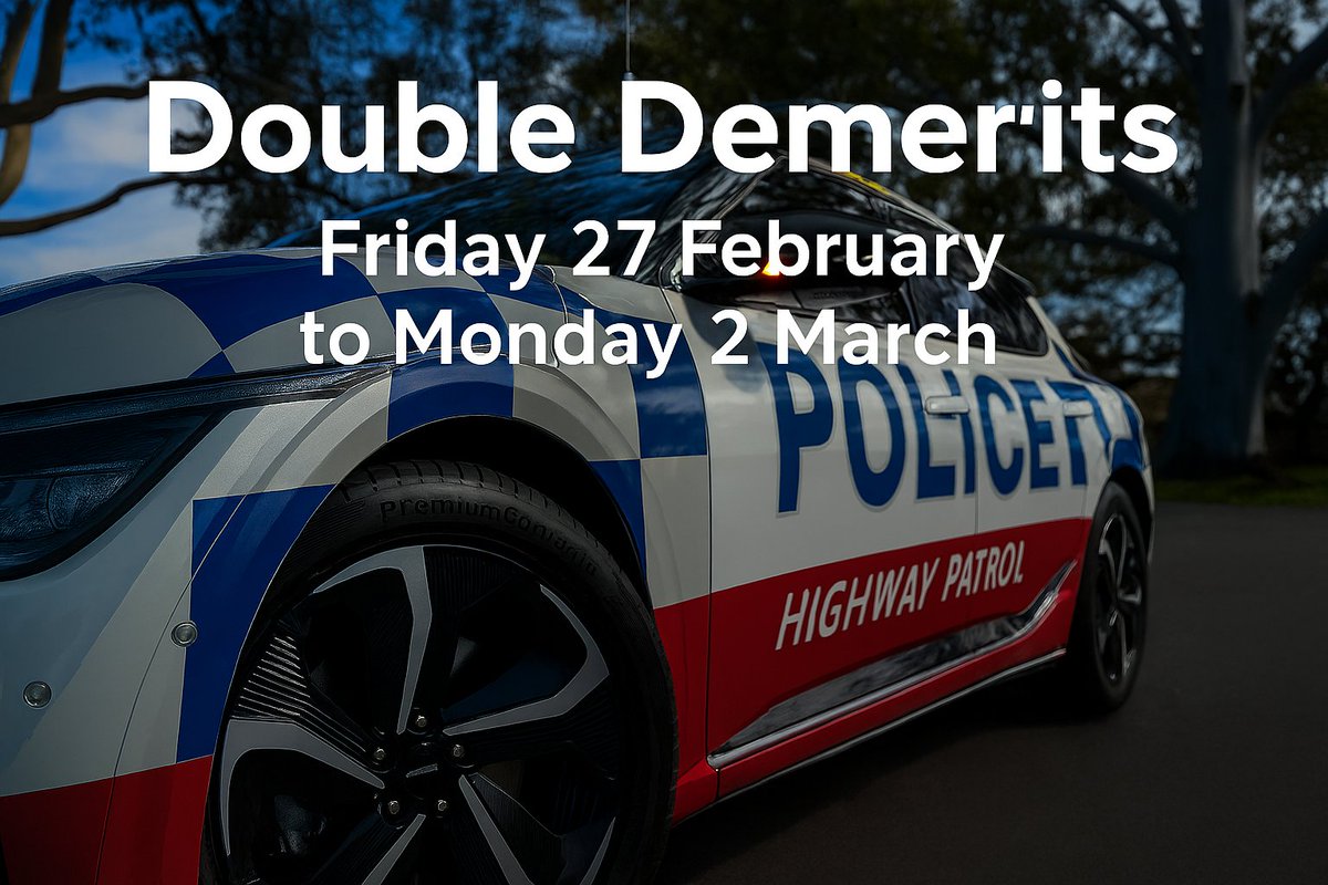 #DoubleDemerits are back for the Labour Day long weekend.
Friday 27 February to Monday 2 March.
#WARoadPolicing #AnywhereAnytime #WAPolice