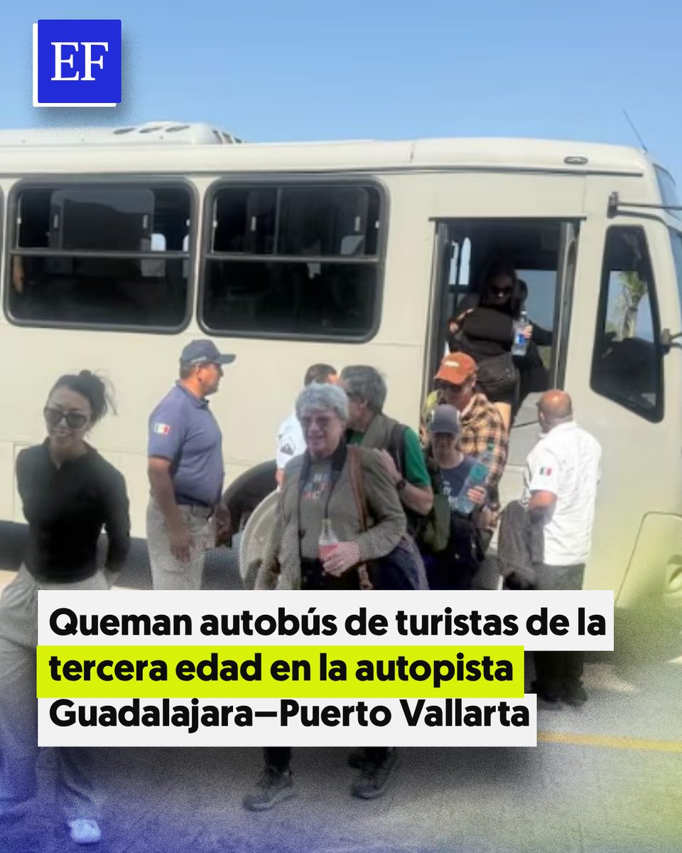 🚨 Un autobús que transportaba a 15 turistas extranjeros de la tercera edad fue incendiado durante los bloqueos registrados en la autopista Guadalajara–Puerto Vallarta. elfinanciero.com.mx/nacional/2026/…