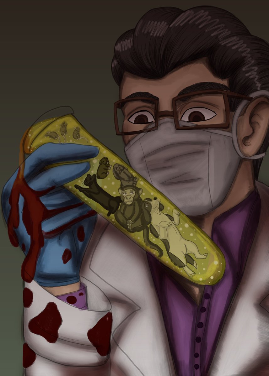 KathPartney's tweet photo. An anti-animal testing piece I really had a good time creating. #antianimaltesting #antitestingonanimals https://t.co/Q7b16DwqWL