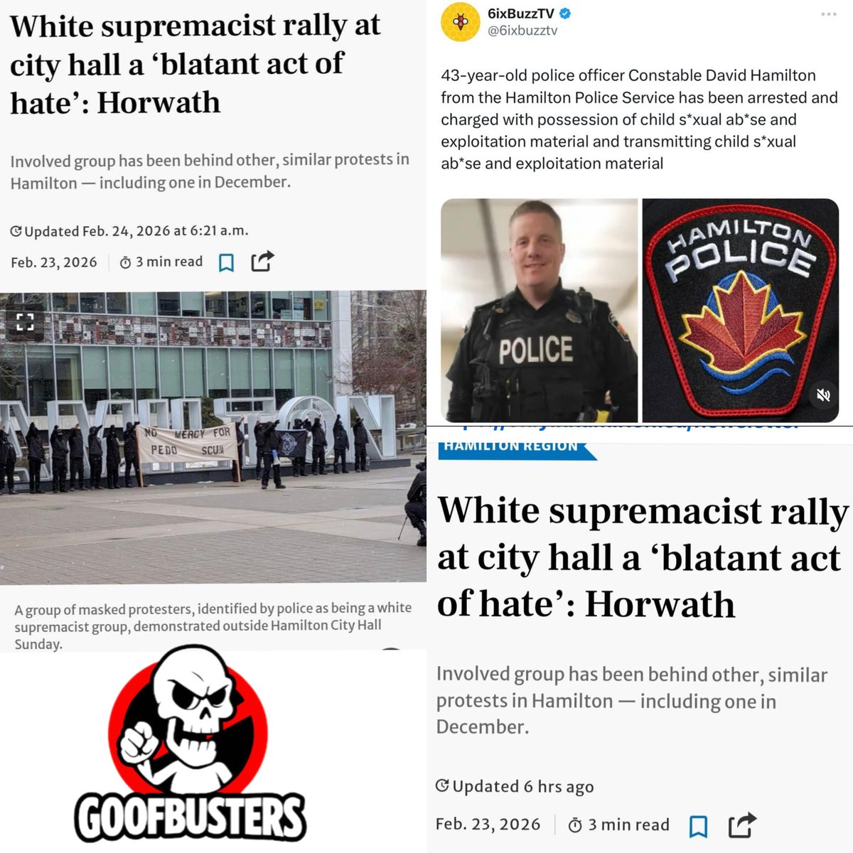 Hey <a href="/AndreaHorwath/">Andrea Horwath</a> 

Perhaps now is a good time to start to put your attention where it belongs. 

If your corrupt police weren’t so busy participating in the s*xual abuse and exploitation of children.

These men wouldn’t need to go out and do demonstrations. 

Follow :