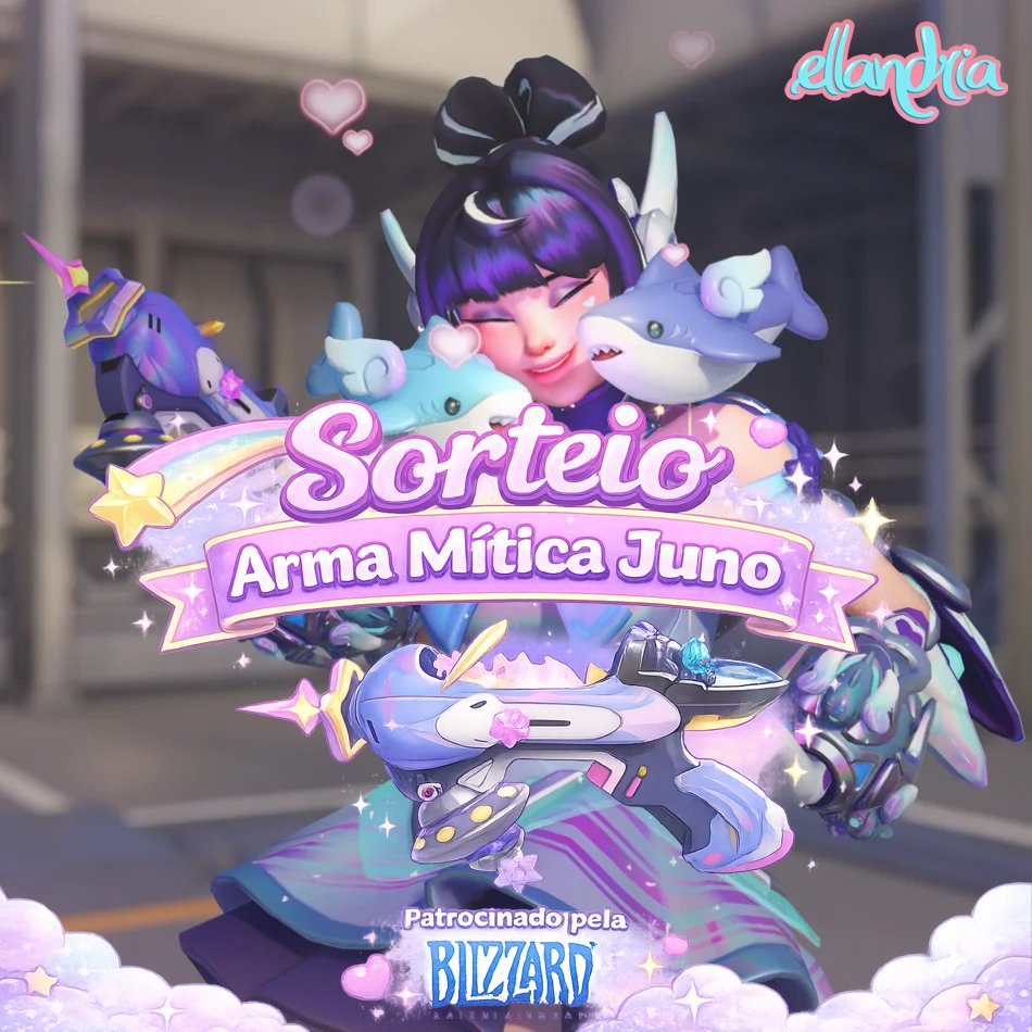 Pessoal sorteio de uma arma mítica da Juno cedida pela
<a href="/OverwatchBrasil/">Overwatch</a> #OWBrasilSorteio

Regras:  
❤️ Curtir esse post;  
🔁 Repostar esse post; 
✅ Seguir a <a href="/elllandria/">Ellandria</a> aqui no X;
✅Seguir a twitch.tv/elllandria e postar seu nick da Twitch nos comentários;
🗨️ Marcar 2 amigos