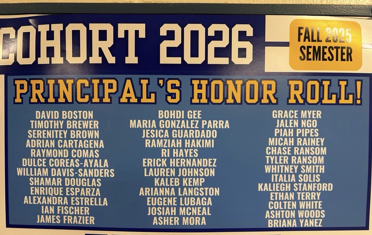 Congratulations to the follow G-Dawgs for making the principals honor roll during the first semester. <a href="/DBoston234/">David Boston</a> <a href="/geneLub2026/">Eugene Lubaga</a> <a href="/JamesF_2026/">James Frazier IV</a> this is an awesome achievement. Keep up the great work! Congratulations <a href="/GHS_GrandviewC4/">Grandview High School</a> to everyone who made the principals honor roll!