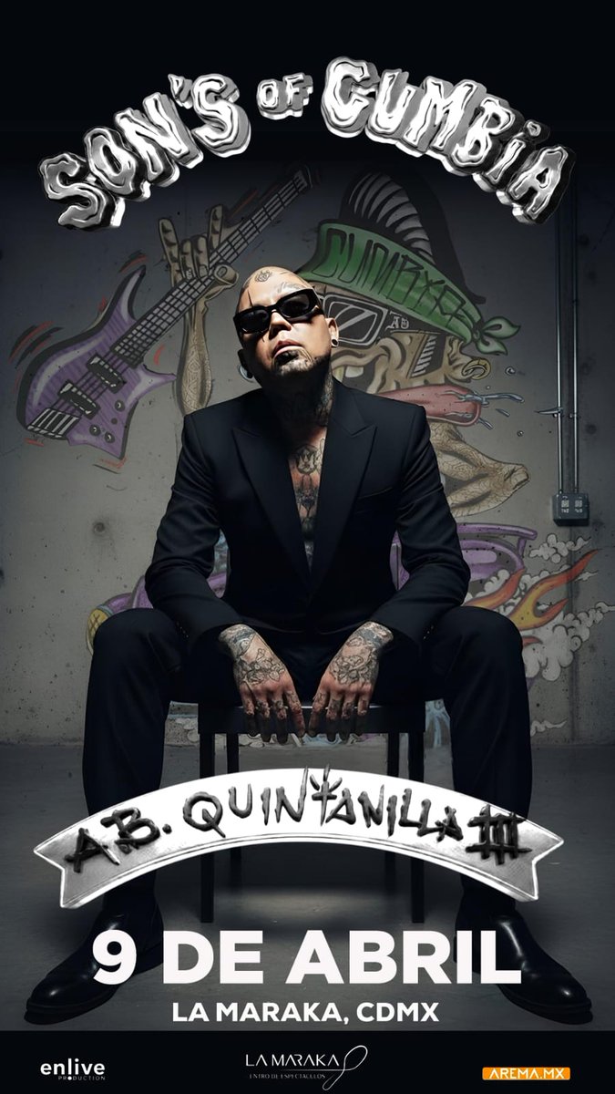 #ABQUINTANILLA CELEBRA SU LEGADO MUSICAL CON SON’S OF CUMBIA EN UNA NOCHE HISTÓRICA EN #LAMARAKA

#ABQuintanillaIII se presenta el próximo jueves 9 de abril en el Centro de Espectáculos La Maraka en la CDMX a partir de las nueve de la noche