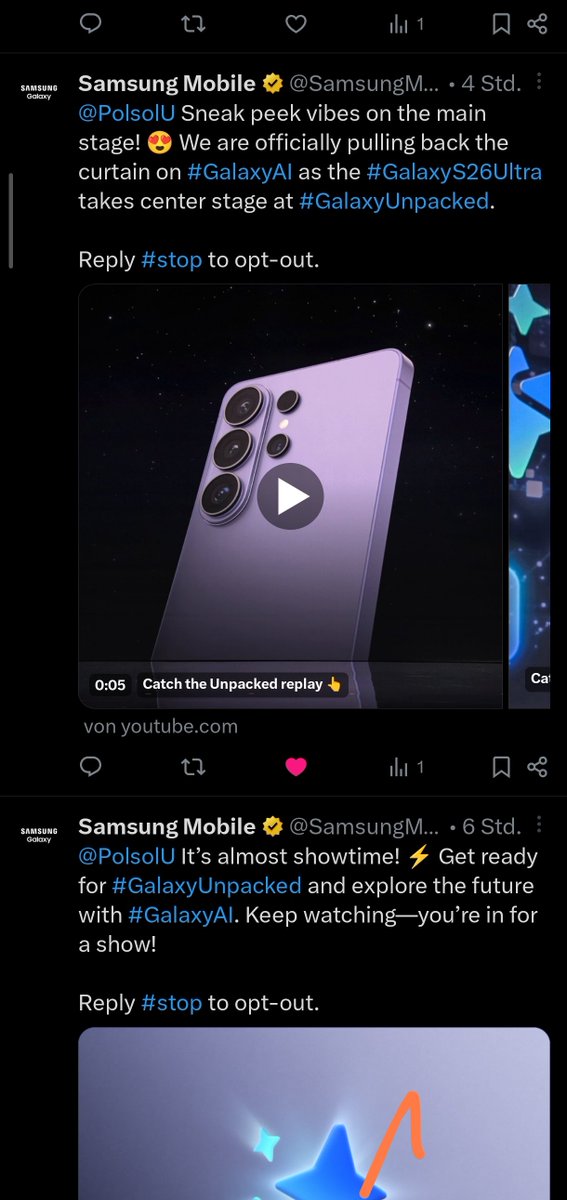 PolsolU's tweet image. So hyped to capture the night with #GalaxyS26Ultra’s #Nightography. Looking forward to shots that are clear and bright, even at night! 😍 #GalaxyAI 
„@SamsungMobile featured us 6x with 'Cuteness, upgraded' – Galaxy AI + $PolSolU vibes perfectly aligned! 😍🚀
Now drooling over