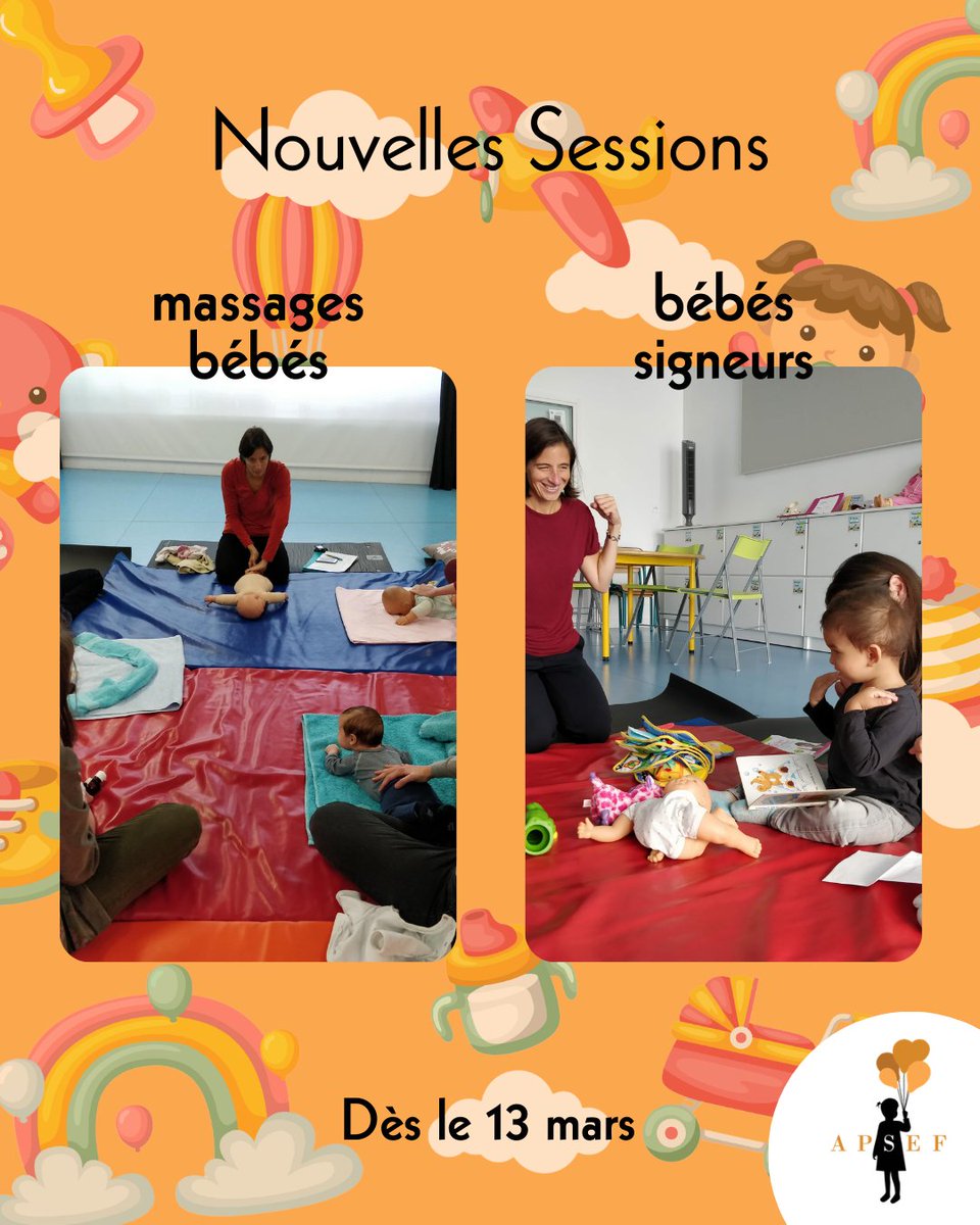 Instaurez une communication bienveillante et éveillez votre bébé avec les ateliers #bébéssigneurs
👉️ apsef.fr/lien-parent-be…

Renforcez votre lien #parent-enfant avec les ateliers de #massagesbébés, une bulle de douceur, un moment de relaxation
👉️ apsef.fr/lien-parent-be…