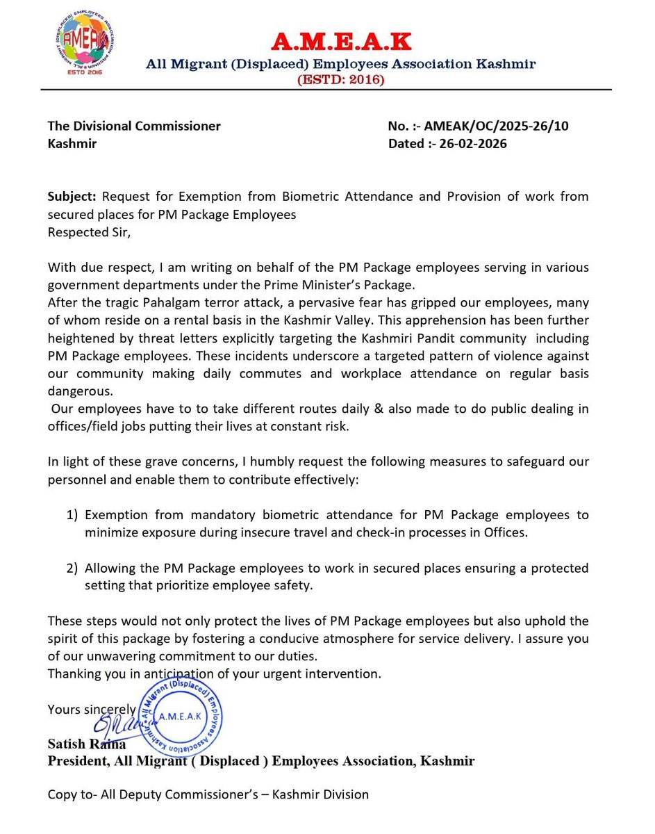 All Mig (Displaced)Employees Association Kashmir tweet media