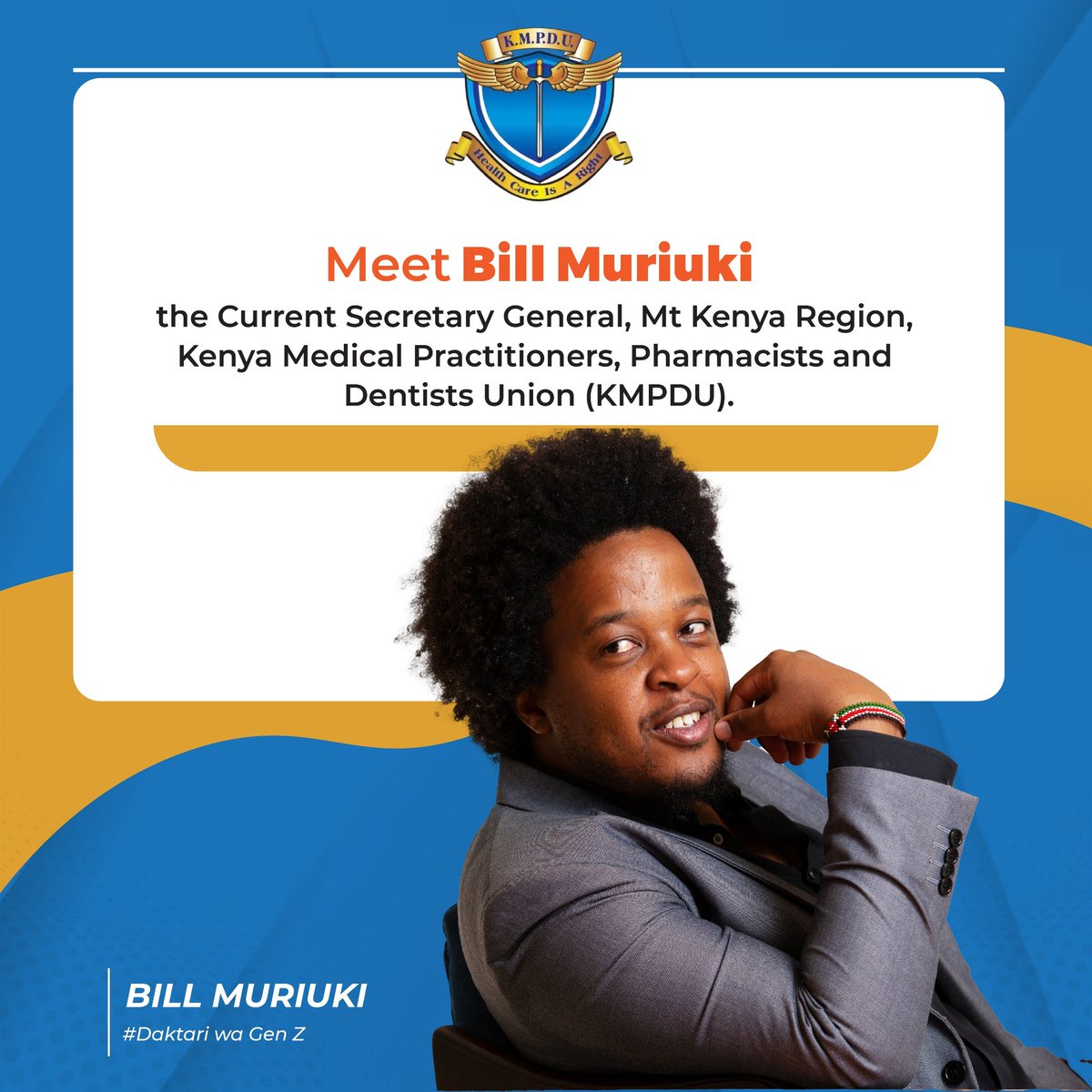 PRECIOUSLEAH20's tweet photo. Meet @WilliamKmuriuki
Current Secretary General, Mt. Kenya Region, Kenya Medical Practitioners, Pharmacists and Dentists Union (KMPDU).
A bold voice for healthcare workers.
A passionate advocate for better health systems.
A leader representing the next generation.
#DaktariWaGenZ https://t.co/G7IRep3Dxo