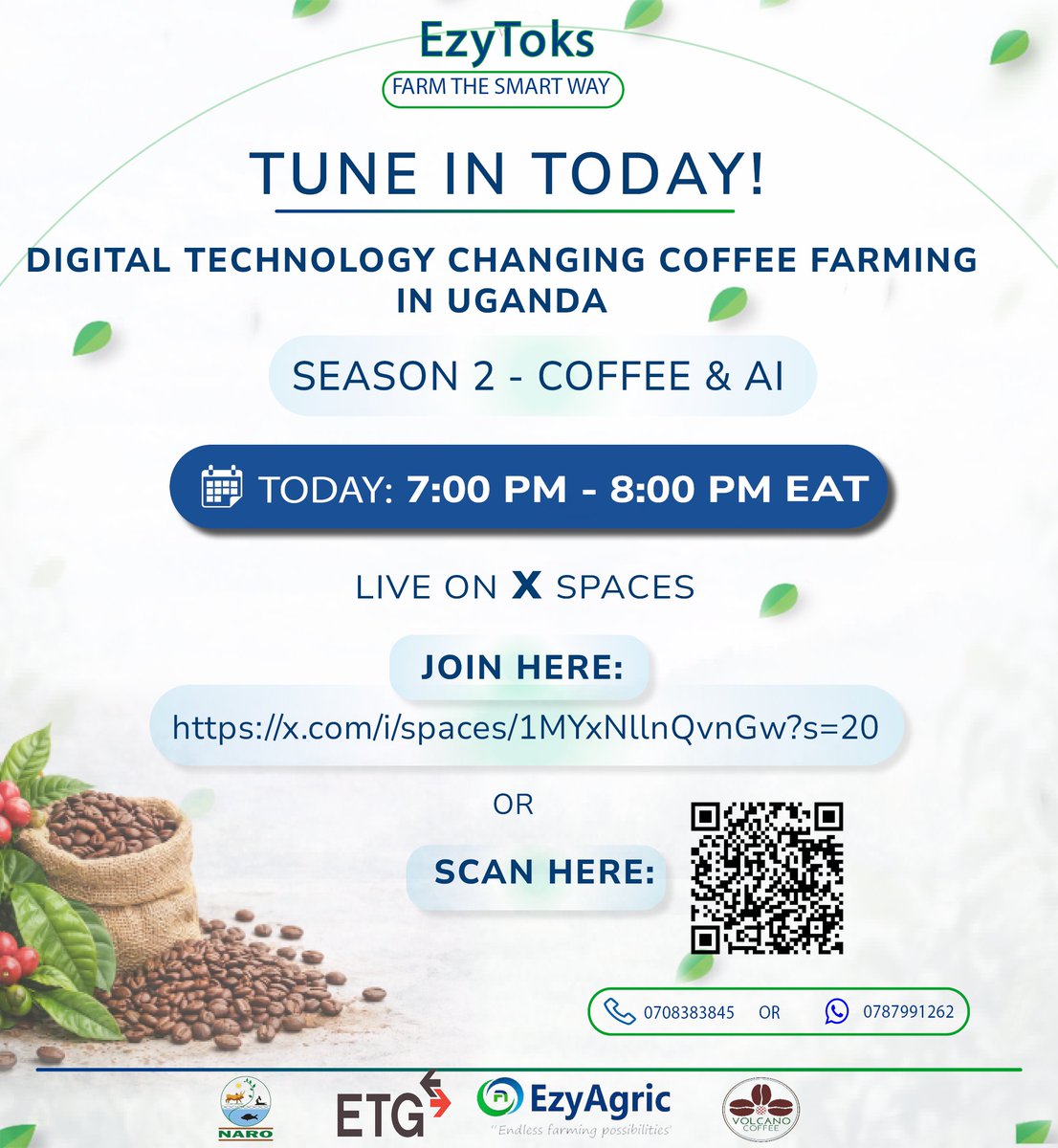 ezyagric's tweet photo. AI is changing coffee farming in Uganda ๐บ๐ฌ
Join the EzyToks show, Season 2 โ Coffee & AI
LIVE today at 7PM (EAT) on X Spaces.
Learn. Ask. Grow.
Tap in here ๐๐พ
https://t.co/0X2Unwf8pC
#FarmTheSmartWay #EzyAgric
@GKatabazi @EXPORTTRADING @StewartAtegeka @fkagoda @narouganda https://t.co/BTEkErYzOk