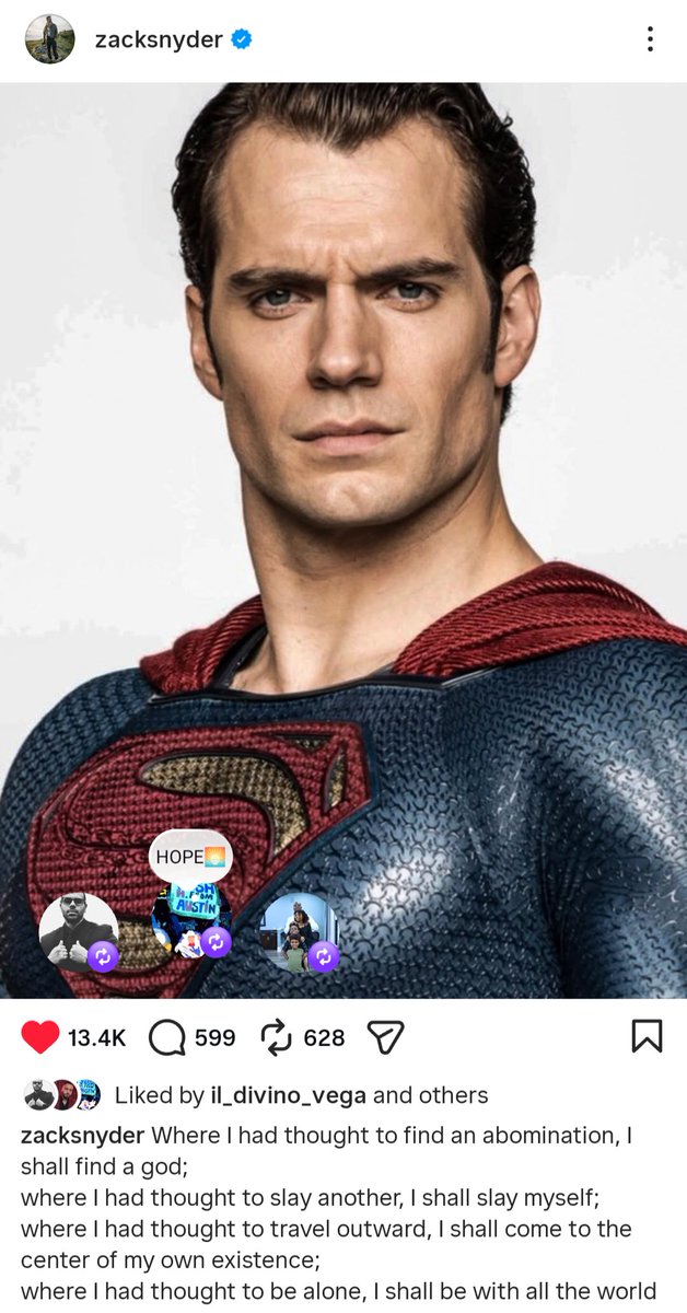 Zack Snyder Drops Henry Cavill Superman Pic On Ig With Heros Journey 