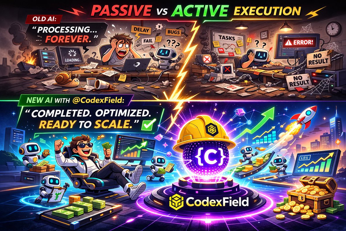 GoldSmart4e's tweet photo. GM CT 👋 
Passive execution waits.
Active execution wins. 🚀
From “processing forever” to “completed and ready to scale,” CodexField turns delays into momentum and chaos into clarity.
Upgrade your execution. Power your AI.
#CodexField #AI
@CodexField https://t.co/oAr1g4Yba2