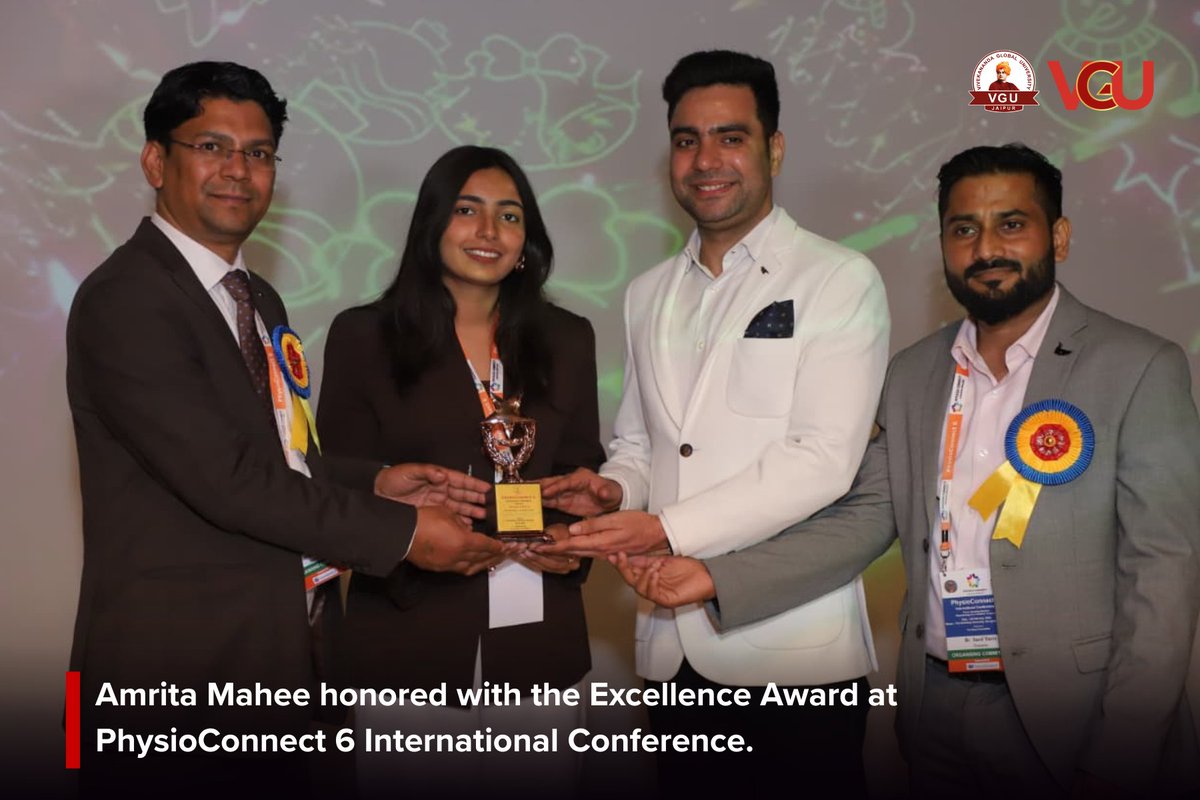 We are proud to share that Amrita Mahee has been honored with the Excellence Award at the PhysioConnect 6 International Conference.

#ProudMoment #ExcellenceAward #PhysioConnect6 #AchievementUnlocked #VGU #VGUPride #StudentAchievement #Inspiration #SuccessStory