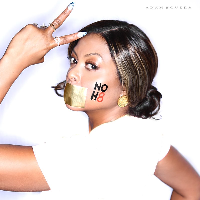 NOH8Campaign's tweet photo. "When we say 'no' to hate, we can say 'yes' to love and equality." - @TarajiPHenson #NOH8 https://t.co/aq3W0IxPIm