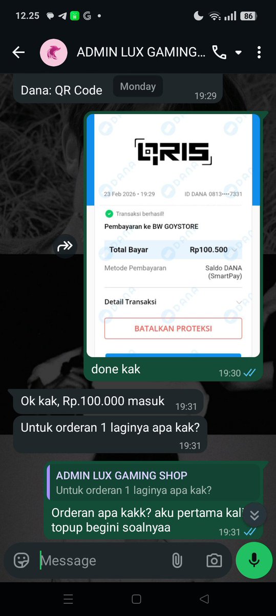 enayynna's tweet photo. @luxgamingshop gue jg, untung gue ga langsung 200k tf, nyesel sih, padahal uang itu ga gampang dapetnya, semoga Tuhan mengganti lebih banyak.. https://t.co/7Q2kj7EXEq