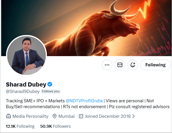 viveksinghsays's tweet photo. Got Followed by Well known Anchor Of @NDTVProfitIndia , @Sharad9Dubey https://t.co/NMEHDDIjTv
