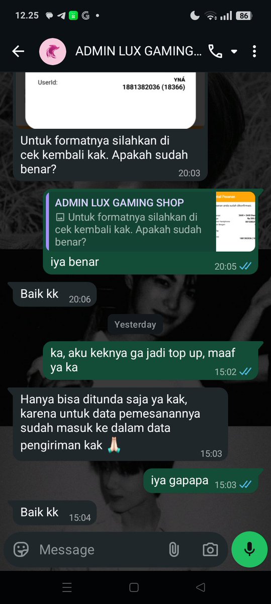 enayynna's tweet photo. @luxgamingshop gue jg, untung gue ga langsung 200k tf, nyesel sih, padahal uang itu ga gampang dapetnya, semoga Tuhan mengganti lebih banyak.. https://t.co/7Q2kj7EXEq