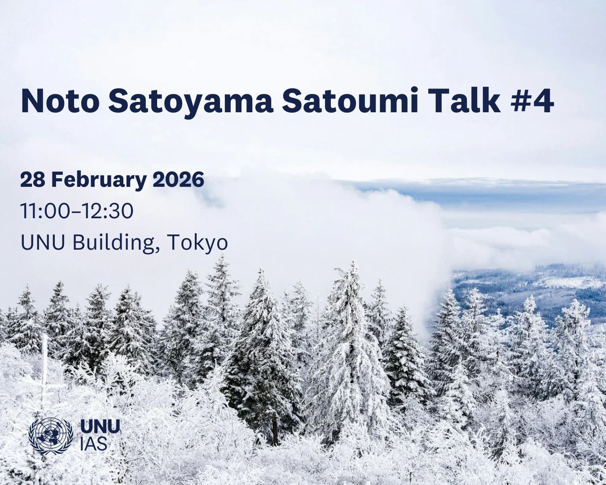 UNUIAS's tweet photo. This weekend, join our event exploring sustainable recovery and community-driven resilience in #NotoPeninsula, Japan. This free event is open to the public — register now!

📅 28 February 
🕚 11:00–12:30
📍UNU HQ, Tokyo
🗣️ Japanese

➡️ https://t.co/zL2S6x5UZ7 

@unu_ias_ouik https://t.co/12BvntVBHk