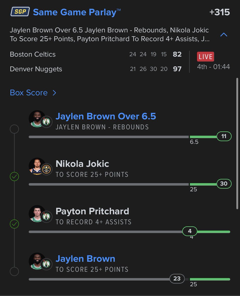 Last_Leg_beats's tweet photo. After a somewhat good run we’re back with a bad one. Celtics tonight were poorly coached and were shooting terribly. I still don’t get how you pull your starters with 5+ minutes left.
Jaylen brown 2 more damn points. 7-21 shooting..
Beat.
#NBA #SportsBettingX #getbeat https://t.co/nBFse6oYd4