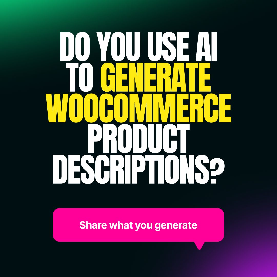 getgenieai's tweet image. 𝗔𝗿𝗲 𝘆𝗼𝘂 𝘂𝘀𝗶𝗻𝗴 𝗔𝗜 𝗳𝗼𝗿 𝗪𝗼𝗼𝗖𝗼𝗺𝗺𝗲𝗿𝗰𝗲 𝗽𝗿𝗼𝗱𝘂𝗰𝘁 𝗱𝗲𝘀𝗰𝗿𝗶𝗽𝘁𝗶𝗼𝗻𝘀?

Yes or no?

If yes, what’s your workflow?

#Ecommerce #AIforBusiness #WooCommerce #DigitalMarketing #GrowthStrategy