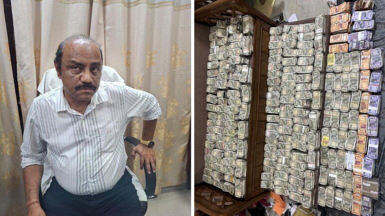 YTKDIndia's tweet photo. 🚨 Meet Debabrata Mohanty, Deputy Director of Mines, Odisha.

>Salary: ~₹45,000/month
>Caught taking: ₹30,000 bribe
>Recovered: ₹4+ crore cash from his flat
>Plus multiple properties across, Cuttack, Bhadrak & Bhubaneswar.

This isn’t corruption. This is a full-time business running inside the system. 🤡