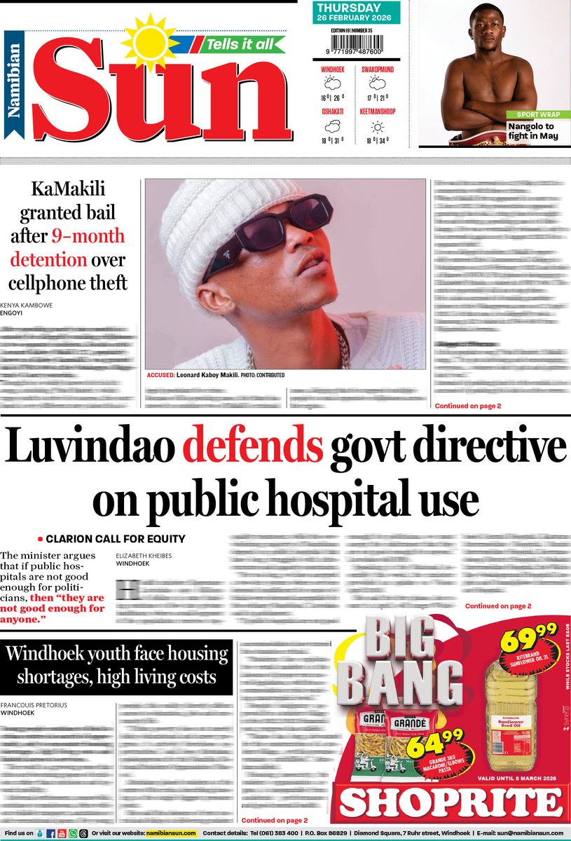 namibiansun's tweet photo. 📷 Check it out here: https://t.co/t2fBBKlWlr
Don’t miss our interactive pages.
#SunInteractive #InteractiveRead #InTheNews #Frontpage https://t.co/VbJyJYwNKP