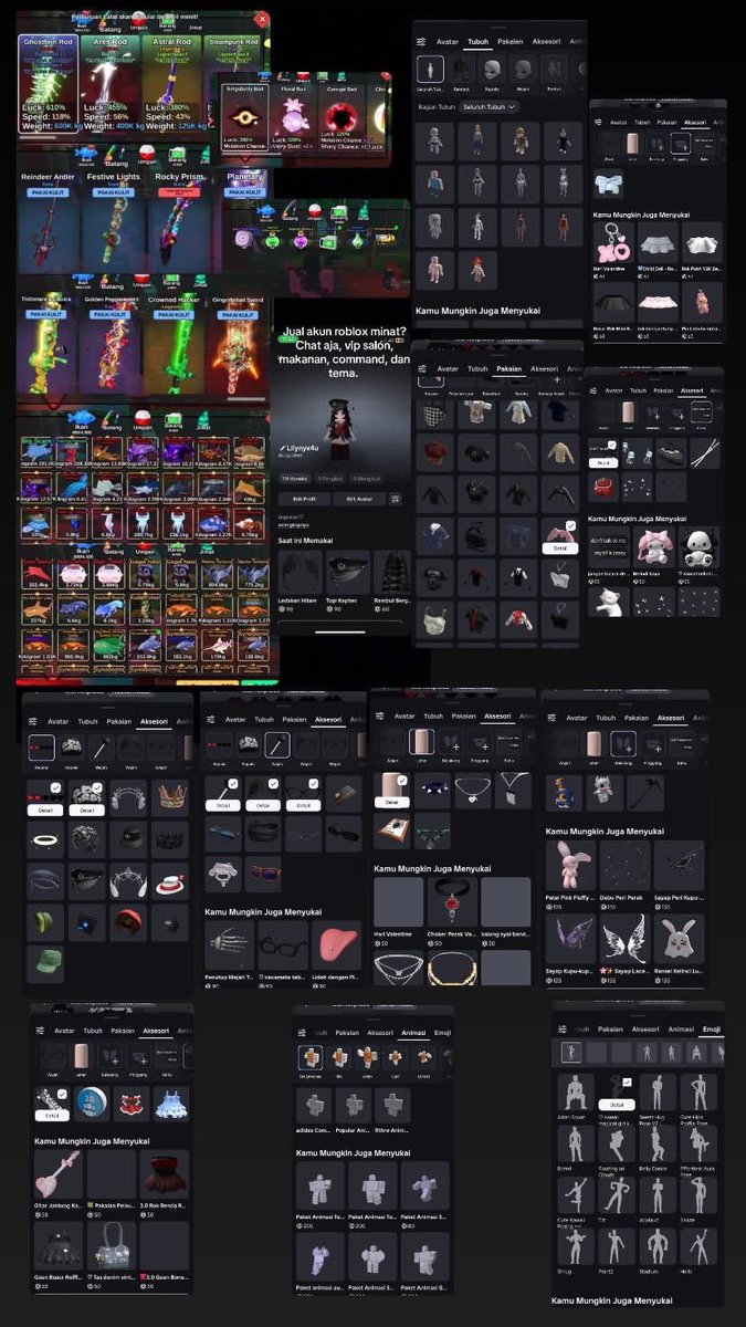 sylussie's tweet photo. WTS AKUN ROBLOX

Jual akun penggunaan pribadi, 150k
Ava zepeto, luna, mini
Animasi Adidas dan populer
Ada fish it sesuai gambar
Game pass salon all
Tertarik bisa pm https://t.co/HOMxELs6dC