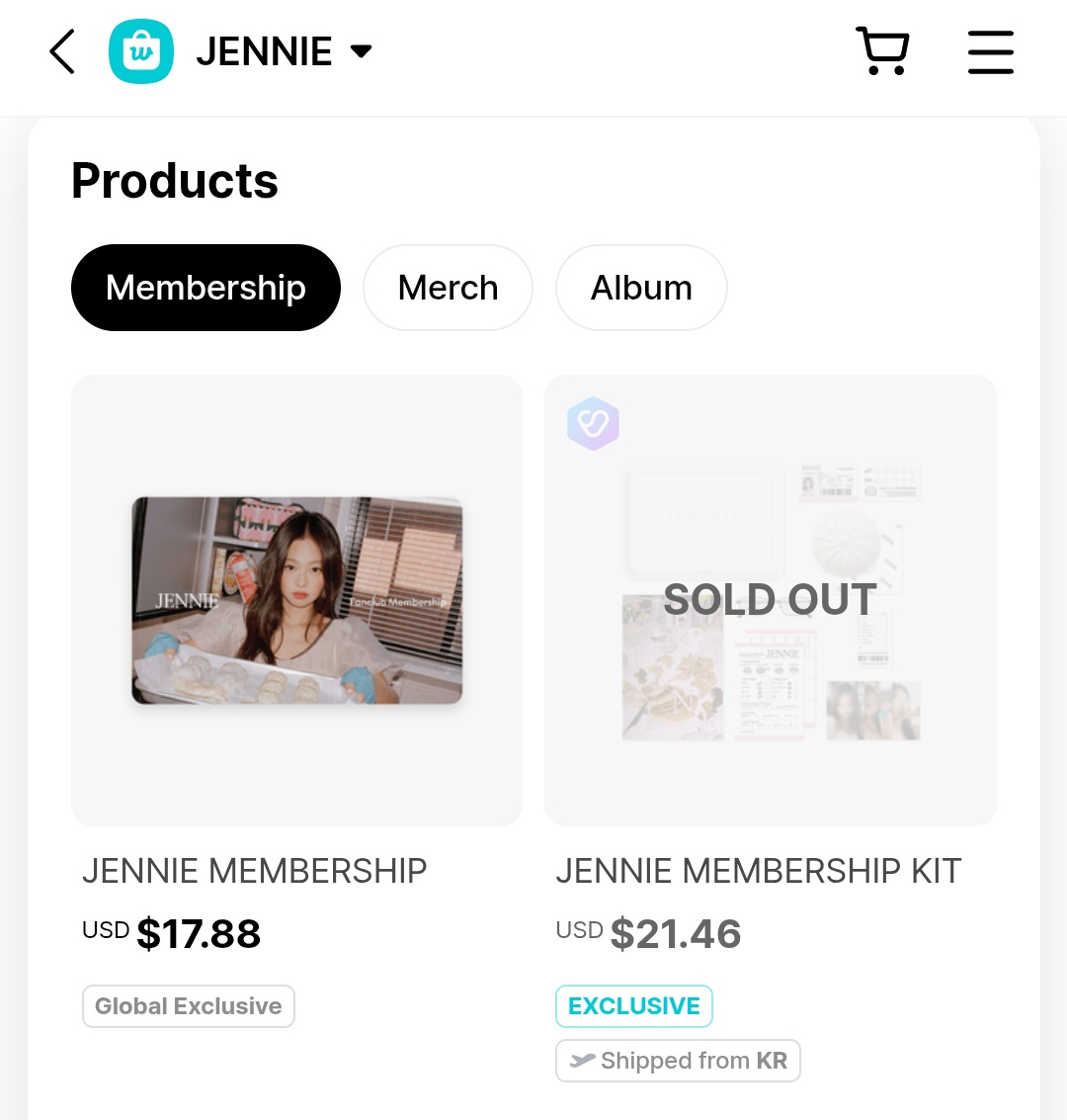260226 #JENNIE Weverse membership kit is currently sold out.

<a href="/jennierubyjane/">JENNIE</a> <a href="/oddatelier/">OA</a>