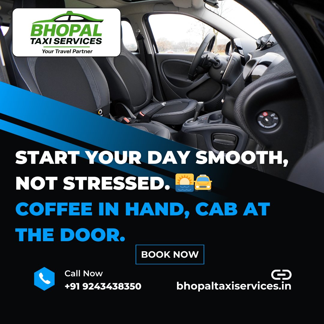 BhopalTaxi_04's tweet image. "Start your day smooth, not stressed. 🌅🚖
Coffee in hand, cab at the door."

#CabRide #CityTravel #RideWithEase #BookACab #UrbanJourney #SmoothTravel #OnTheGo #BhopalTaxiServices