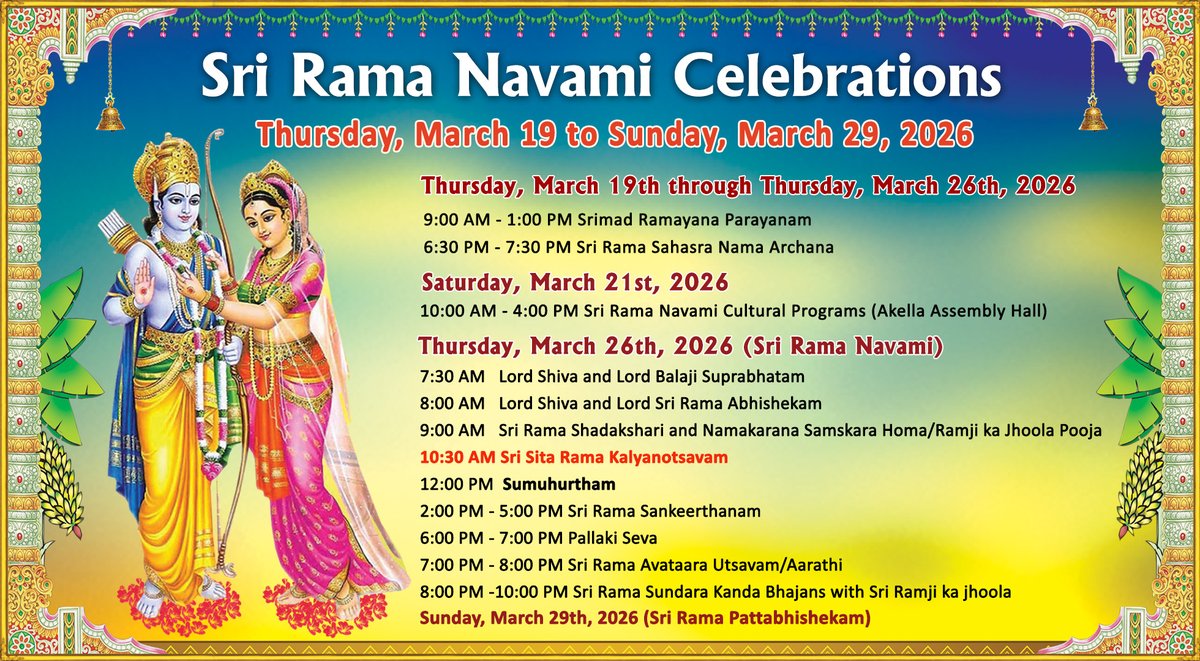 Sri Rama Navami Celebrations
Thursday, March 19 through Sunday, March 29, 2026
livermoretemple.org/cms/wp-content…