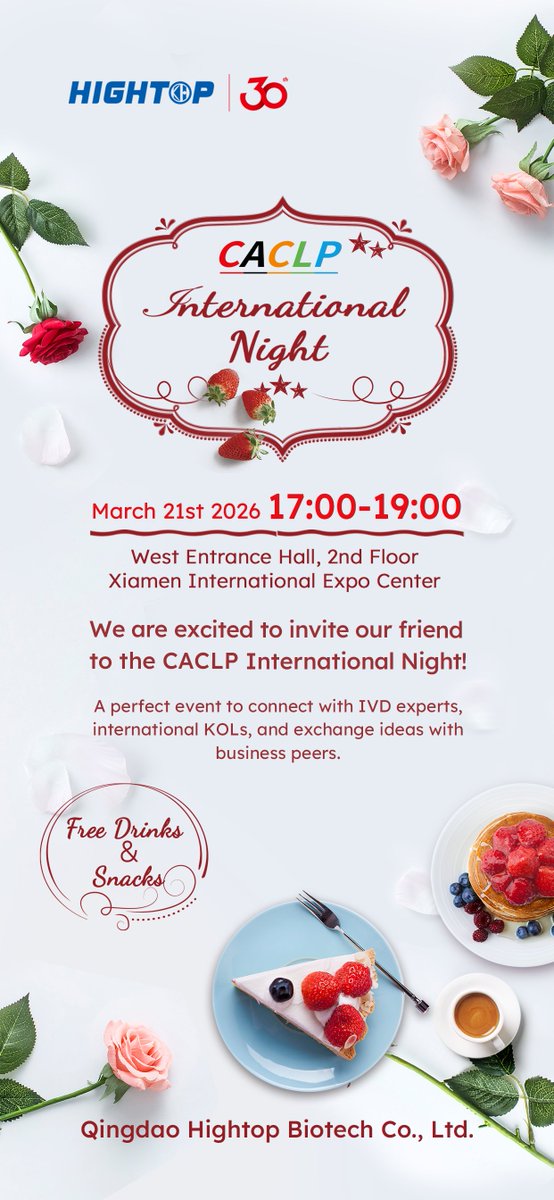 CathyQi012's tweet photo. Welcome you to an exclusive evening of networking with IVD experts, international key opinion leaders (KOLs), and industry peers.
📅 March 21, 2026
📍 West Entrance Hall, 2nd Floor
Xiamen International Expo Center

Leave me a message to join us.
📳 Whatsapp: +86 18840850608 https://t.co/F7FTktIJoI