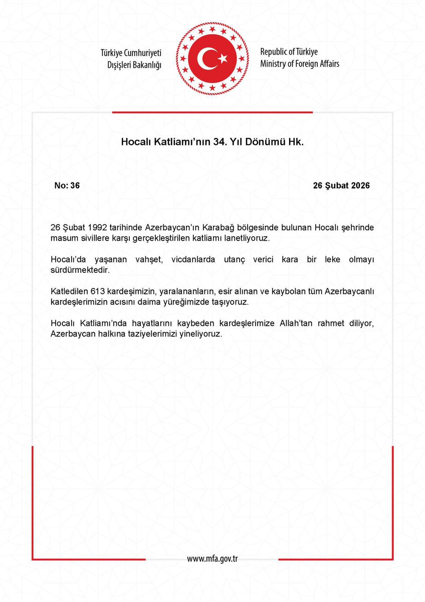 TC_Disisleri's tweet photo. Hocalı Katliamı’nın 34. Yıl Dönümü Hk. https://t.co/AyBWJzjmQQ https://t.co/z1hycDA8rJ
